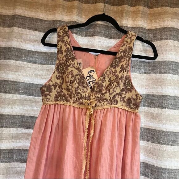 California Charmer Pink And Cream Maxi Dress Size 9/10 - Picture 3 of 9